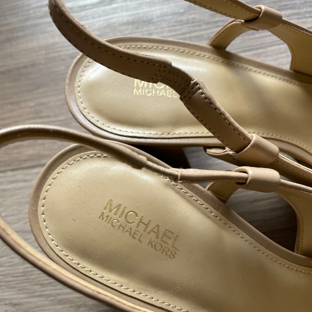 Michael Kors Tan Block Heel Sandals - Picture 11 of 11
